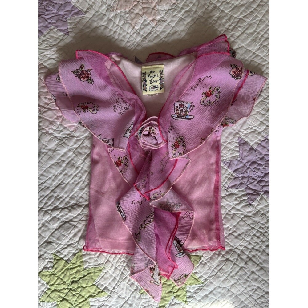 2T 2004 English Roses Blouse Pink Mesh Y2K Toddler